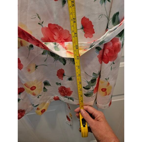 Secret Treasures Ladies Kimono Wrap Robe 1XLSatin Polyester Rose yellow flower - Picture 8 of 8